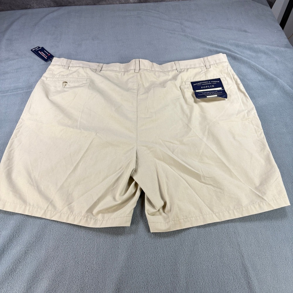 Roundtree & Yorke Mens Big Man 52 Khaki Poplin Shorts Classic Fit 9 Inseam NWT